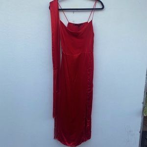 Zara Red Midi Satin Dress